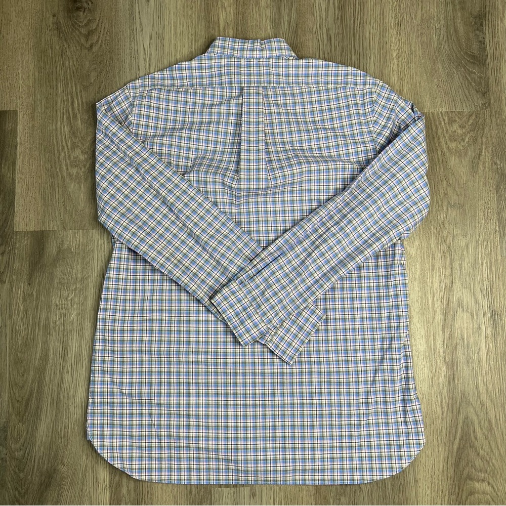 Ralph Lauren Button Up Shirt Cotton Stretch Blue White Checkered Pony Men’s L - Picture 5 of 8